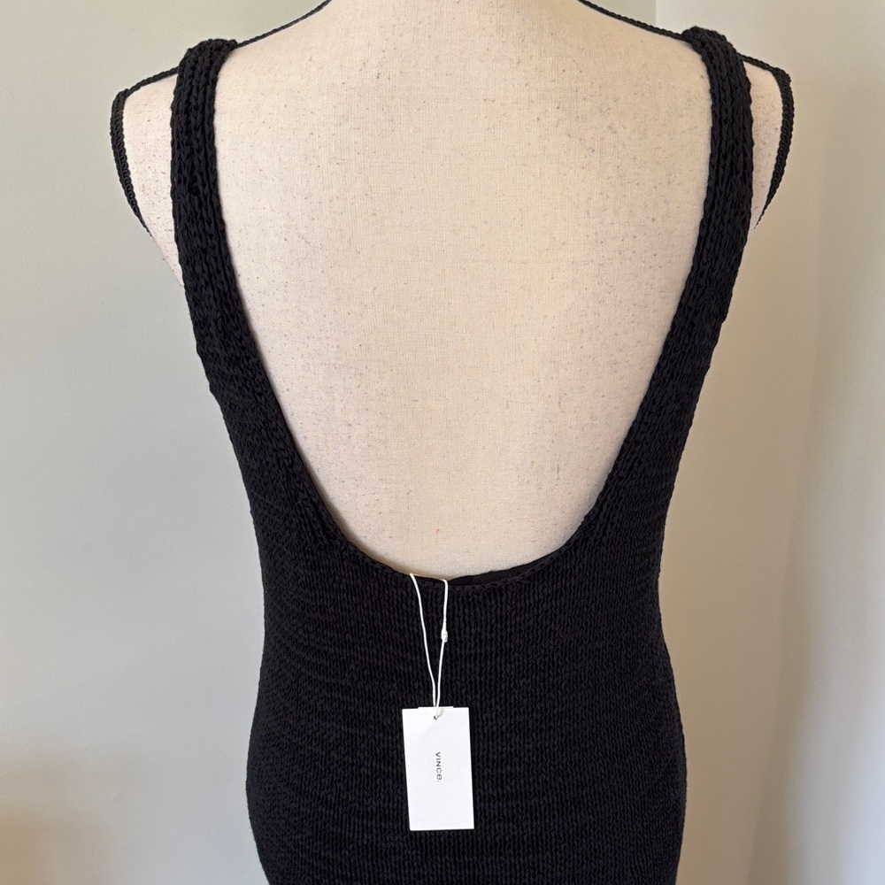 Vince NWT Black Knit Sleeveless Low Back Dress Size Medium - Picture 4 of 5